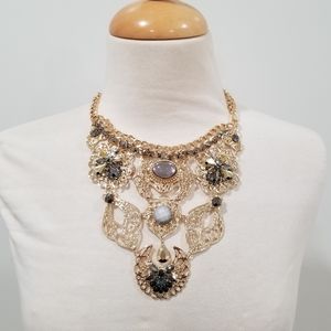 Gold Statement Jewel Necklace